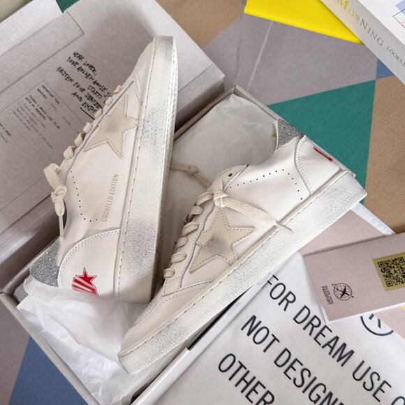 Golden Goose Women's Silver Tail Beige Star Dirty Shoes - Picture 2 of 7